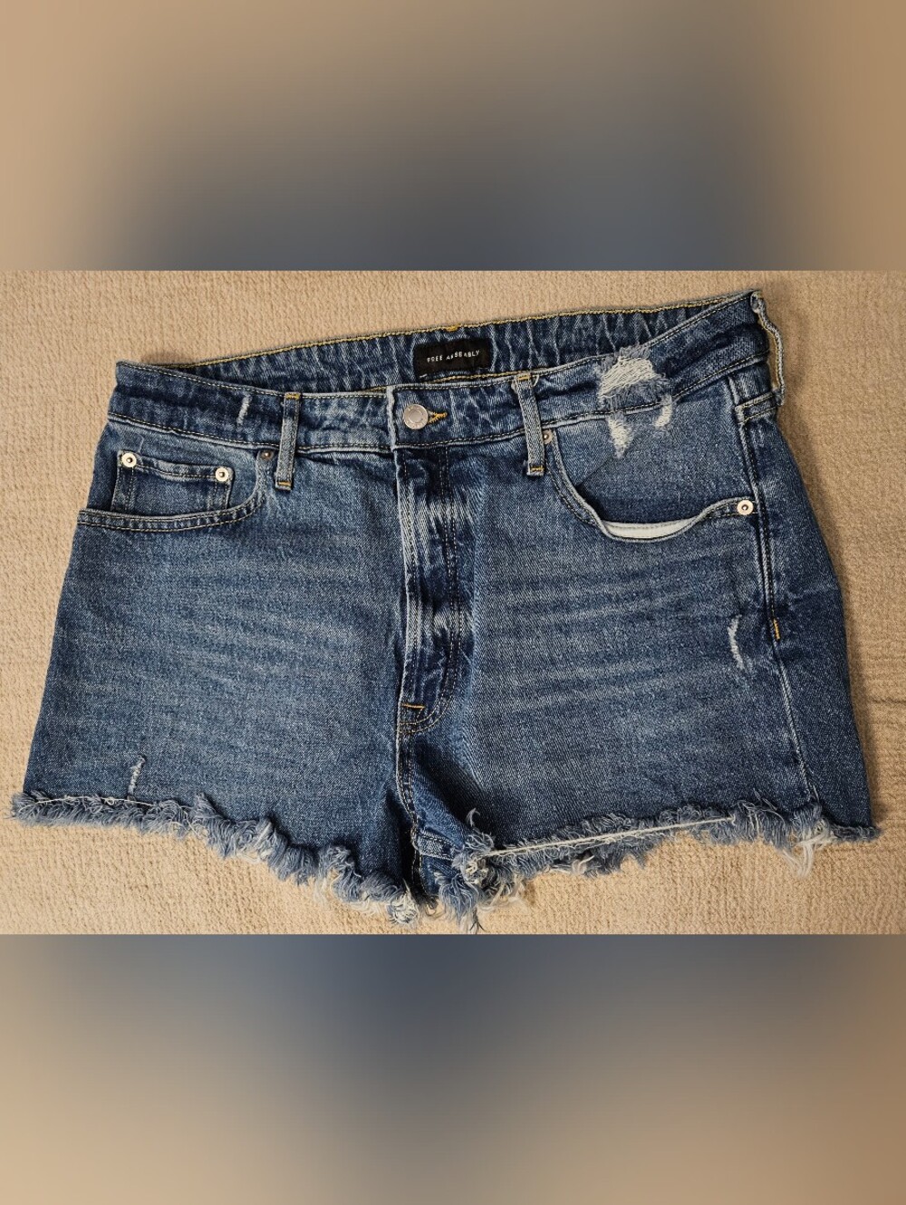 Free Assembly Distressed Denim Shorts - Blue